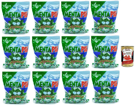 GIULIA Mentapiù Original Caramelle alla menta, Münzbonbons, lollies Süßigkeiten 12x 300g + Italian Gourmet polpa 400g