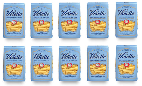10x Voiello La Penna Zito Rigata n°155 Pasta 100% Italienischer Weizen 500g Teigwaren aus Hartweizengrieß Bronze-Zeichnung
