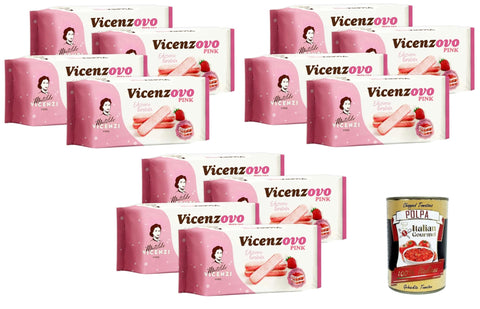 Vicenzi Vicenzovo Pink Savoiardi alla Fragola, Rosa Erdbeere Savoiardi, limitierte Auflage, 12x200 g+ Italian Gourmet polpa 400gr