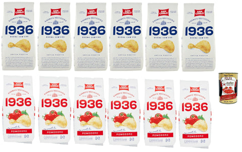 San Carlo 1936 Patatine Antica Ricetta Testpaket, Arricciate e Croccanti Rinomata Rosticceria - Senza Glutine, Kartoffel Chips, altes Rezept, gluten frei, 12x 150g + Italian Gourmet polpa 400g