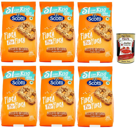 Si con Riso - Biscotto integrali- Kekse Vollkorn, Laktose -freie und palmenfreie Kekse, Lactose -free biscuits 6x 350 g + Italian Gourmet polpa 400g