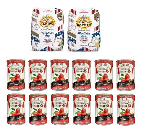 Testpaket Caputo Manitoba Oro Pizzamehl Mehl ( 2 x 5Kg ) + Italian Gourmet 100% italienische geschälte Tomaten dosen ( 12 x 400g )