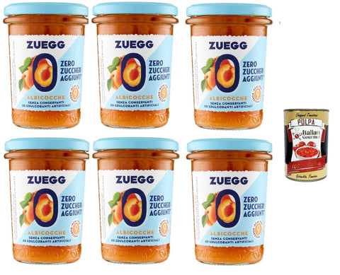 Zuegg zero zuccheri Aprikosen Konfitüre marmelade jam Zuckerfrei, 6x 220g + Italian Gourmet Polpa 400g