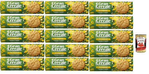 18x Mulino Bianco Gran Cereale Biscotti Classico - Vollkornkekse mit Haferflocken und Getreidemehl - Italienische Kekse Biscuit 250g + Italian Gourmet polpa 400g