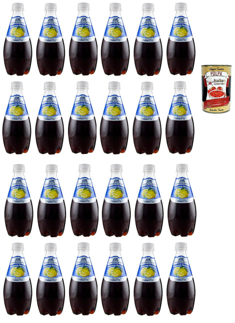 San Benedetto Chinotto Passione Italiana PET 24x 40cl Soda 100% Italienisches Getränk gasförmig Lemonade Bitterorange + Italian Gourmet polpa 400g