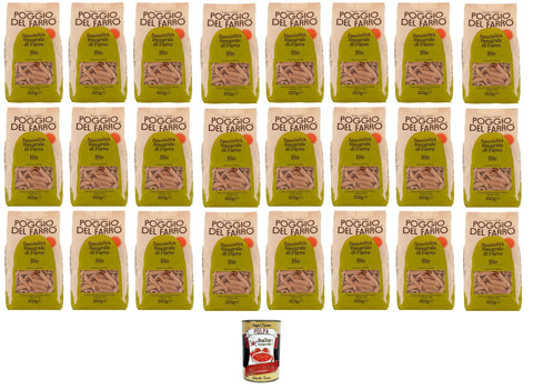 Poggio del Farro Penne Specialità Integrale Di Farro Vollkorn-Dinkel-Spezialität 24x500gr + Italian Gourmet polpa 400g