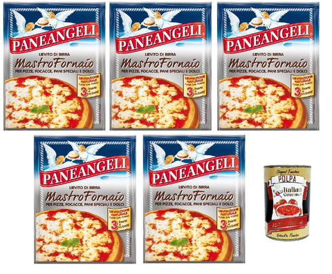 Paneangeli Lievito di Birra Mastro Fornaio - Bierhefe - Vielseitig einsetzbare dehydrierte Hefe für herzhafte und süße Speisen - 5x 21g (3 Beutel à 7g) + Italian Gourmet polpa 400g