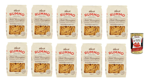 Rummo Maccheroncelli N° 7 Pasta Lenta Lavorazione Teigwaren aus Hartweizengrieß Bronze-Zeichnung 10x 500g + Italian Gourmet polpa 400g