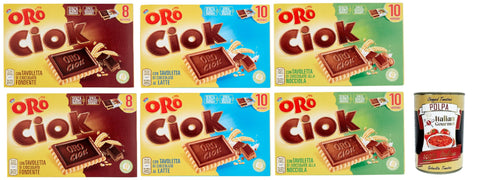 Oro Ciok Biscotto Testpaket, Latte, fondente, nocciola Kekse Mit Schokoladentafel, einfacher und köstlicher Snack, natürliche Faserquelle, 6x 200 g + Italian Gourmet polpa 400g
