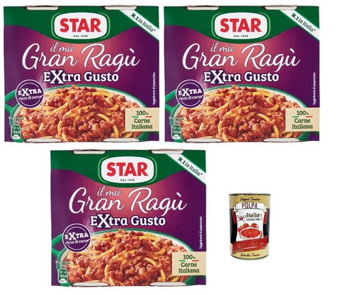 Star il mio Gran Ragù Extra Gusto mit 100% italienischem Fleisch, N.1 in Italien, 3x Packung mit 2 Dosen à 180g + Italian Gourmet polpa 400gr