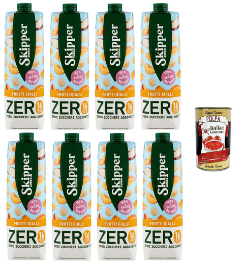 Zuegg Skipper Frutti Gialli Zero Yellow Fruits Zero Drink auf Basis von Fruchtsäften und Pürees 8x1000 ml + Italian Gourmet polpa 400g