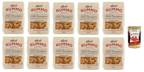 Rummo Fusillotti N°155 Pasta Lenta Lavorazione Teigwaren aus Hartweizengrieß Bronze-Zeichnung 10x 500g + Italian Gourmet polpa 400g