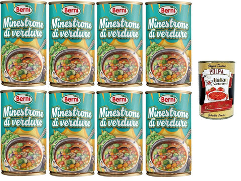 Berni Minestrone di Verdure. Sano,Gustosto, Leggero Gemüse-Minestrone. Gesund, lecker, leicht 8x420gr + Italian Gourmet polpa 400g