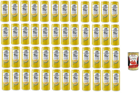 San Benedetto Thè Limone 48x 33cl, Eistee The' Zitrone dosen Einweg, ice tea erfrischend, Ohne Konservierungsstoffe und künstliche Farbstoffe + Italian Gourmet polpa 400g
