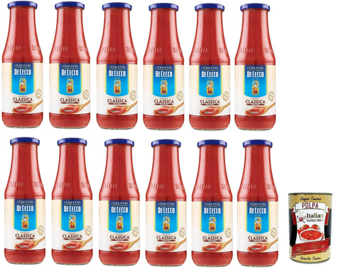 12x De Cecco Passata di Pomodoro Tomatenpaste Tomaten sauce 100% Italienisch 700g + Italian Gourmet polpa 400g