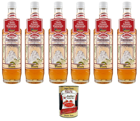 Tassoni- Sciroppo di Sambuco Holundersirup Nur natürliche Aromen 6x 560ml+ Italian Gourmet polpa 400g