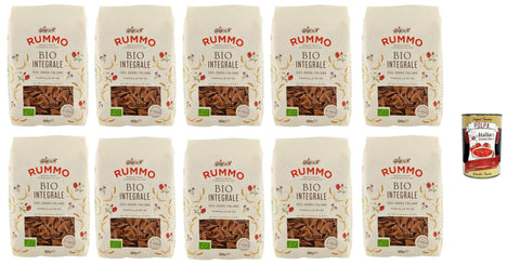 Rummo Pasta Integrale Farfalle N° 85, Vollkornnudeln Nudeln Vollkorn Italienische Pasta 10x 500g + Italian Gourmet polpa 400g