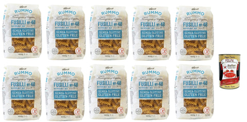 10x Rummo Pasta Fusilli N 48 senza Glutine, gluten free, 100% italienische Pasta nudeln glutenfrei 400g + Italian Gourmet polpa 400g