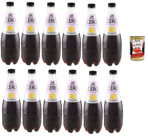 San Benedetto Chinotto Zero PET aperitivo ohne Zucker 12x 0,75l, ohne Zucker Softdrink ohne Zucker, erfrischend Aperitiv-Aperif sugarfree + Italian Gourmet polpa 400g