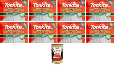 Tonkita Panni Cattura Polvere Staubfangtücher Elektrostatische Tücher 20 Stk,8 Stück+ Italian Gourmet polpa 400g