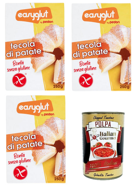 Pedon Easyglut Fecola di Patate Pedon Easyglut Kartoffelstärke 3x250gr +Italian Gourmet Polpa di Pomodoro 400gr