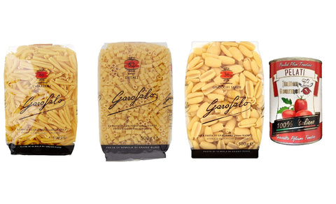 testpaket Pasta Casarecce Ditali Gnocchi sardi 3x 500g + Italian Gourmet 100% italienische geschälte Tomaten dosen 400g