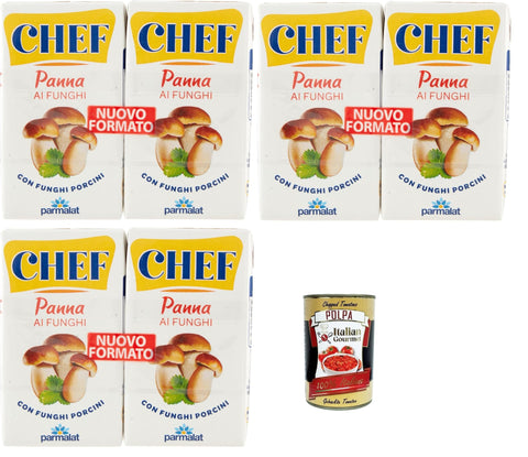 Parmalat Panna chef ai funghi, Kochcreme Sahne mit Steinpilzen pilze, double crem with mushrooms 3x (2x125g) + Italian Gourmet polpa 400g