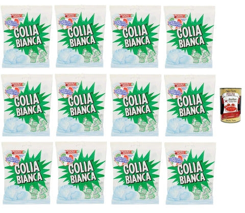 12x Golia Bianca Caramelle Dure Algusto Menta e Liquirizia, Harte Süßigkeiten für Minzgeschmack und Süßholz 180g + Italian Gourmet polpa 400g