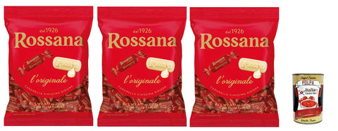 PERUGINA Rossana Caramelle con ripieno cremoso e unico, Süßigkeiten mit cremige und einzigartige Füllung italien lollies Bonbons Beutel 3x 194g + Italian Gourmet polpa 400g