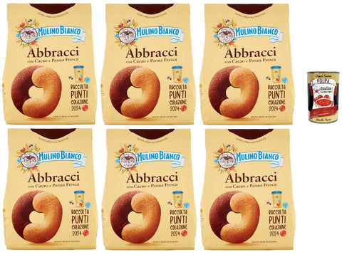 Mulino Bianco Abbracci Biscotti con Cacao e Panna Fresca, Kekse mit Kakao und frische Sahne, biscuits cookies 6x 700 g + Italian Gourmet polpa 400g