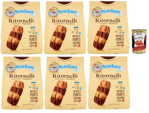 Mulino Bianco Ritornelli Biscotti con Cacao e Mandorle, Kekse mit Kakao und Mandeln, Palmölfreies, leckeres Frühstück, 6x 700 g + Italian Gourmet polpa 400g