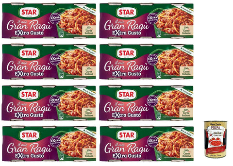 Star il mio Gran Ragù Extra Gusto mit 100% italienischem Fleisch, 8 Packung mit 3 Dosen à 100g + Italian Gourmet polpa 400g