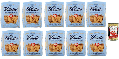 10x Voiello Pasta Mezze Maniche Rigate Nudeln 100 % italienische N 122 500g + Italian Gourmet Polpa 400g