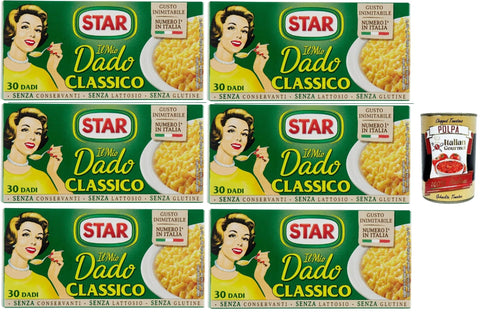 Star il mio Dado Classico 30 Dadi, Suppenwürfel Brühe klassisch reich an Geschmack, 6x 300 g + Italian Gourmet polpa 400g