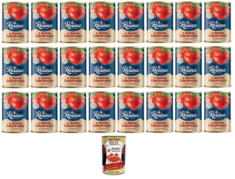 La Rosina Doppio Concentrato Di Pomodoro,Doppeltes Tomatenkonzentrat,100% Italienische Tomaten,24x 400g + Italian Gourmet polpa 400g