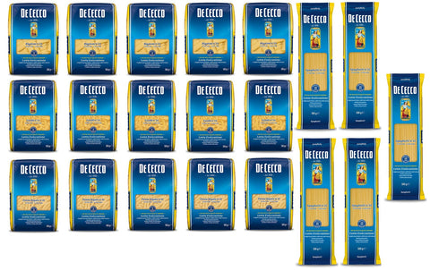 TESTPAKET De Cecco italienisch Pasta ( 20 x 500g ) 4 Arten von Nudeln Penne Rigate - Fusilli - Spaghetti - Rigatoni