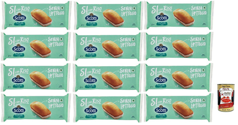 Riso Scotti, Si con Riso - Plumcake con Riso, Plumcake mit Reis, Kuchen Laktose -freie Süße Snacks, Palmöl ohne, 12x 190g + Italian Gourmet polpa 400g
