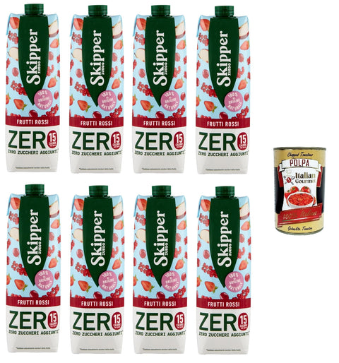 Zuegg Skipper Frutti Rossi Zero Drink auf Basis von Fruchtsäften und Pürees 8x1000 ml + Italian Gourmet polpa 400g