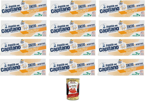 Pasta del Capitano Dentifricio Zenzero Ingwer-Zahnpasta Vollständiger Schutz der Zähne 12x100ml + Italian Gourmet polpa 400g