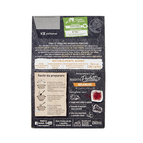 Gallo Risotto Perfetto Milanese 175g, Mailänder Risotto-Mix, 100% italienischer Reis, 6x 175g + Italian Gourmet polpa 400g