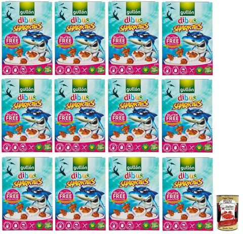 12x Gullón Gluten Free Sharkies Dibus,Glutenfreie Kinderkekse,Kakaokekse,Packung mit 250g + Italian Gourmet Polpa di Pomodoro 400g Dose