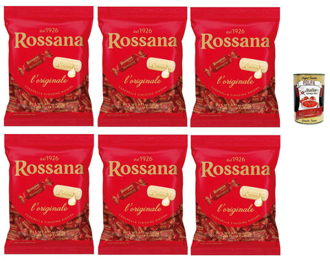 PERUGINA Rossana Caramelle con ripieno cremoso e unico, Süßigkeiten mit cremige und einzigartige Füllung italien lollies Bonbons Beutel 6x 194g + Italian Gourmet polpa 400g