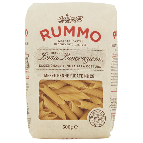 Rummo Lenta Lavorazione Mezze Penne Rigate No.28 500g Packung (Rundnudeln)