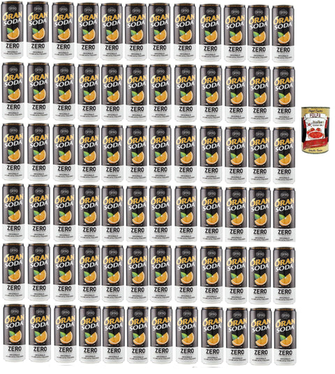 Oransoda Zero Erfrischungsgetränk Orangenlemonade, Ohne Zuckerzusatz, orange italian soft drink sugar free, 72x 33cl + Italian Gourmet polpa 400g