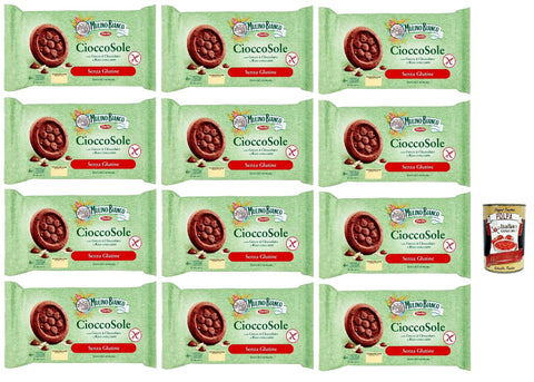 Mulino Bianco Biscotti Cioccosole, kekse mit Reis und Schokoladenchips, Gluten -freie , ideal zum Frühstück oder Snacks, biscuits ohne Palmöl, gluten free 12x 250 g + Italian Gourmet polpa 400g