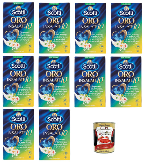 Riso Scotti - Riso Oro Insalate 10' Gold Rice Salads 10' - Parboiled Reis für Salate - 10x1 kg+ Italian Gourmet polpa 400g