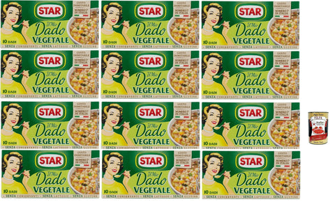 STAR il Mio Dado Vegetale, Mit 9 Gemüse, 10 Würfel, 12x 100 g, ohne Konservierungsstoffe, laktose -freier und glutenfrei. Ausgezeichneter Geschmack+ Italian Gourmet polpa 400g