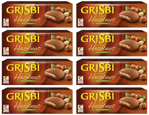 Vicenzi: Italienische Mürbeteigkekse "Grisbi Hazelnut", gefüllt mit Haselnusscreme, 150 g, Packung mit 8 Stück