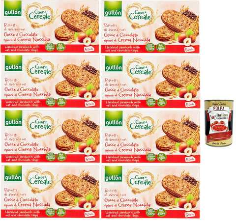 Gullon Cuor di Cereale Kekse mit Hafer und Haselnusscreme mit Joghurtcremefüllung 8x 220g + Italian Gourmet polpa 400g