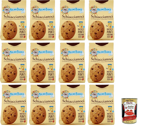 Mulino Bianco, Biscotti Frollini Schiaccianoci Frutta Secca e Cioccolato Fondente, Kekse mit getrockneten Früchten und dunkle Schokolade, biscuits cookies 12x 300g + Italian Gourmet polpa 400g